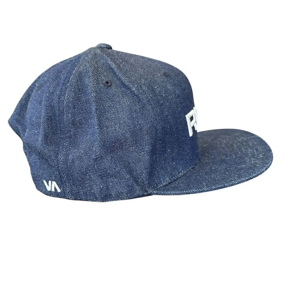 RVCA Men's Denim Blue Snapback Hat Adjustable Mid Fit‎ Casual Cap